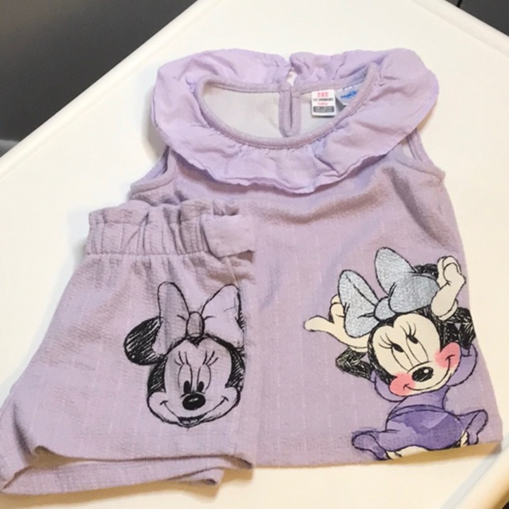 DISNEY MICKEY AND FRIENDS GIRL SIZE 24-36 MONTHS MINNIE SHORTS AND TOP SET